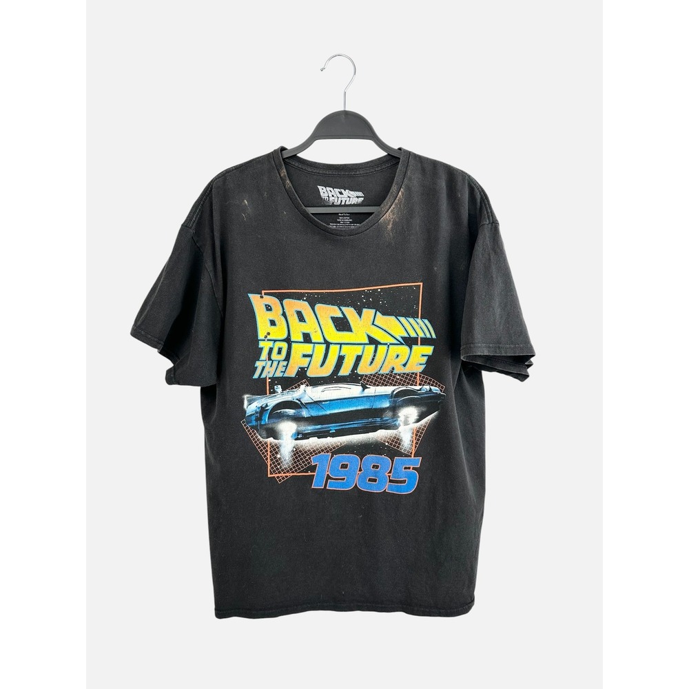 Back to the Future 1985 DeLorean Graphic T-Shirt Mens Black Short Sleeve Tee